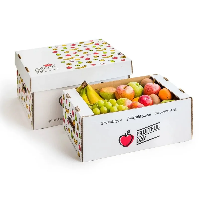 Custom Color Corrugated Folding Cherry Tomato Avocado Mango Banana Kiwi Dragon Fruit Carton Box