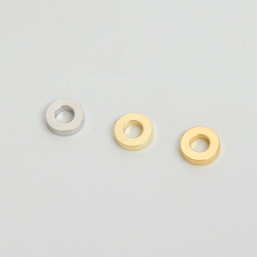 DIY Ornament Strong Color Retention Brass Spacer Beads 18K gold plated Scattered beads 6mm large hole round gasket for jewelry
