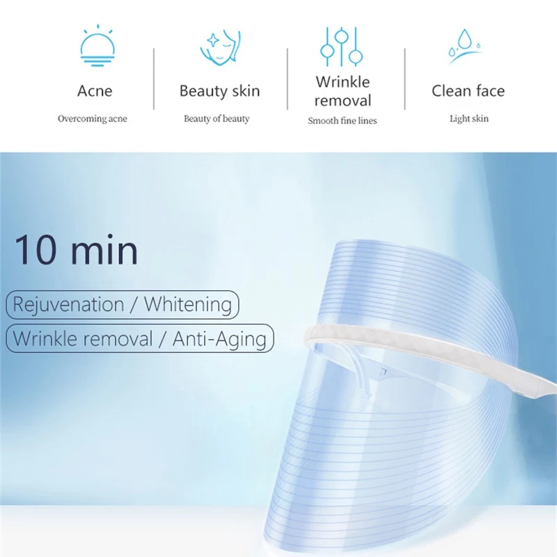 
Rechargeable 7 colors LED Light Face Mask Photon Therapy Light Skin Rejuvenation 