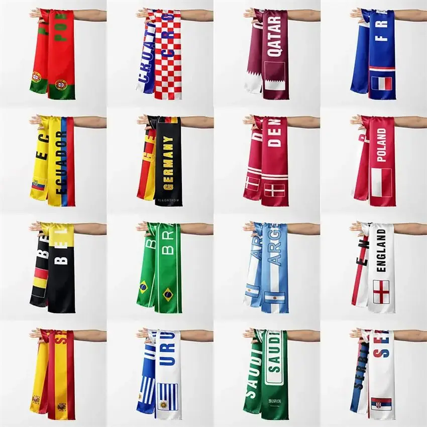 Custom Design National Flag Scarf Popular Soccer Scarf For World Cup National Day
