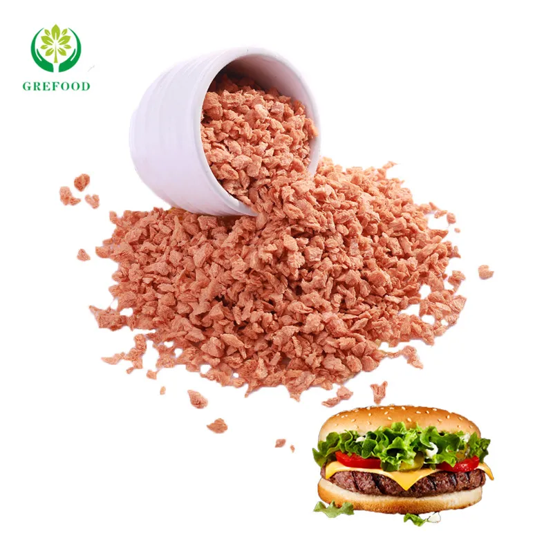 Raw materials for canned products Crimson TVP low fat Textured vegetable protein 55% protein vegetarian meat cheap soy protein