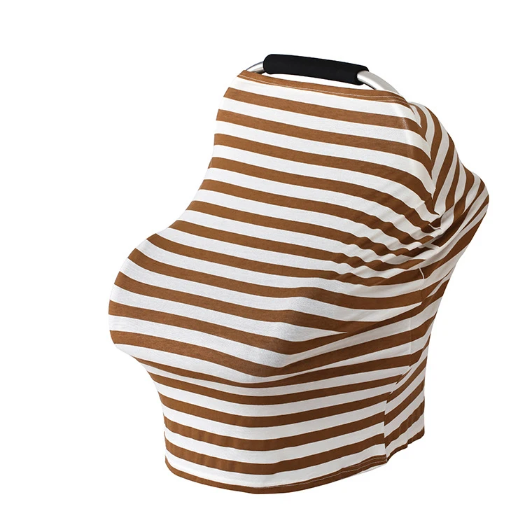 Stretchy Stripe Cotton Baby Carriage Seat Cover Stroller Cover Nursing Cover