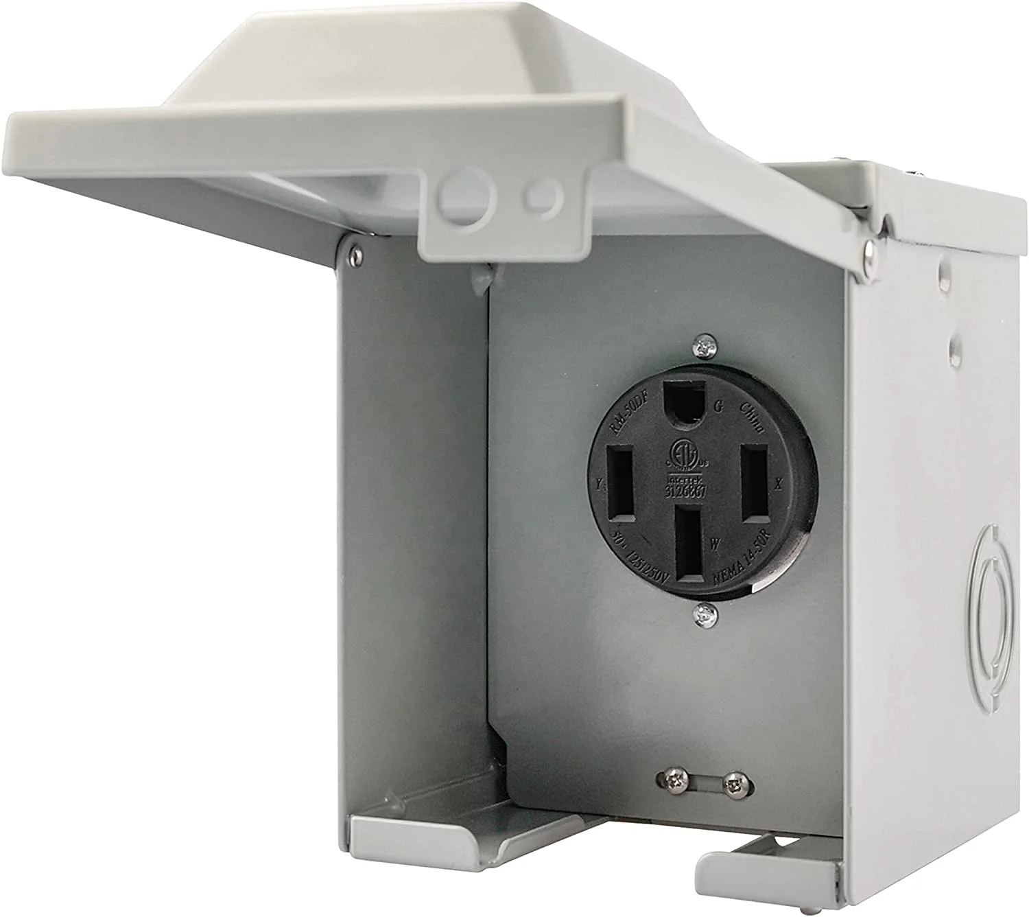 626 USA CAN RV Power Outlet Box 50A Electric Car EV Charging Pile Power Outlet Box with Metal Weatherproof Cover NEMA 14-50R