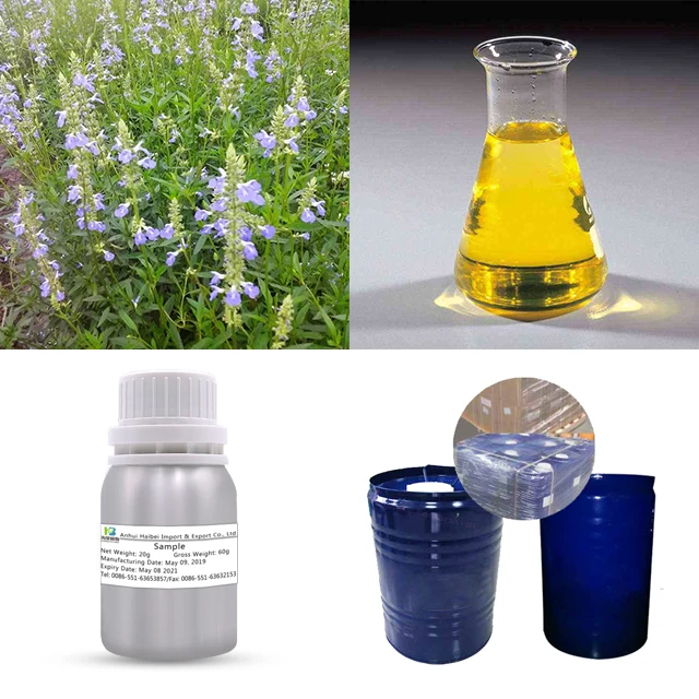 Sage Oil Suppliers Private Label Perfume Fragrance Yellow Liquid Oil Pure Organic Sage Essential Oil