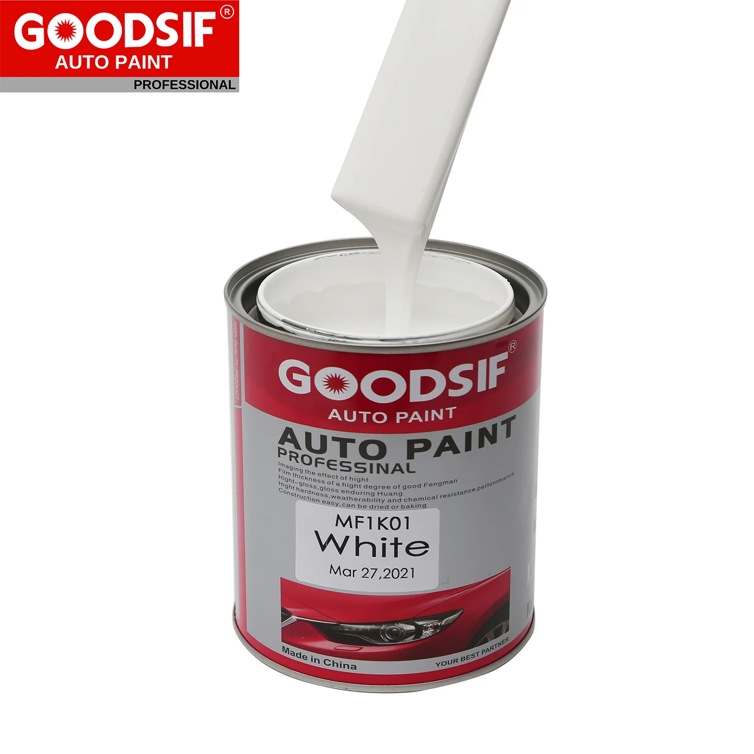 Car Paint Manufacturer 1K Automotive Basecoat Silver Pearl Metallic White Color 2K Clear Coat Auto Paint
