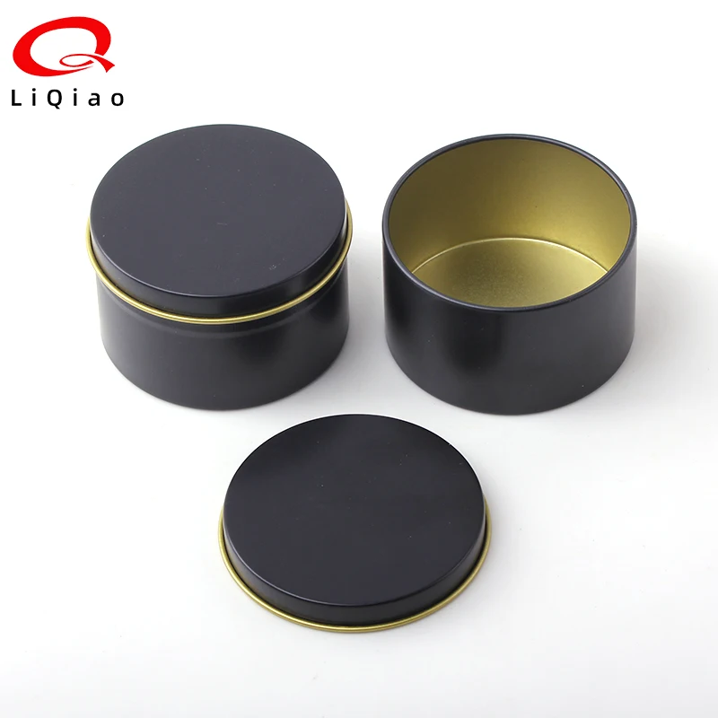 Custom Printed 8 Oz Lavender Metallic Tea Candle Tins Black Silver Tinplate with Customized Logo