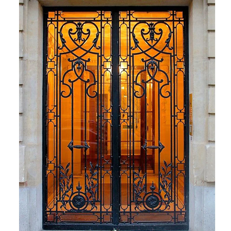Villa front main entrance wrought iron church door iron double gate design