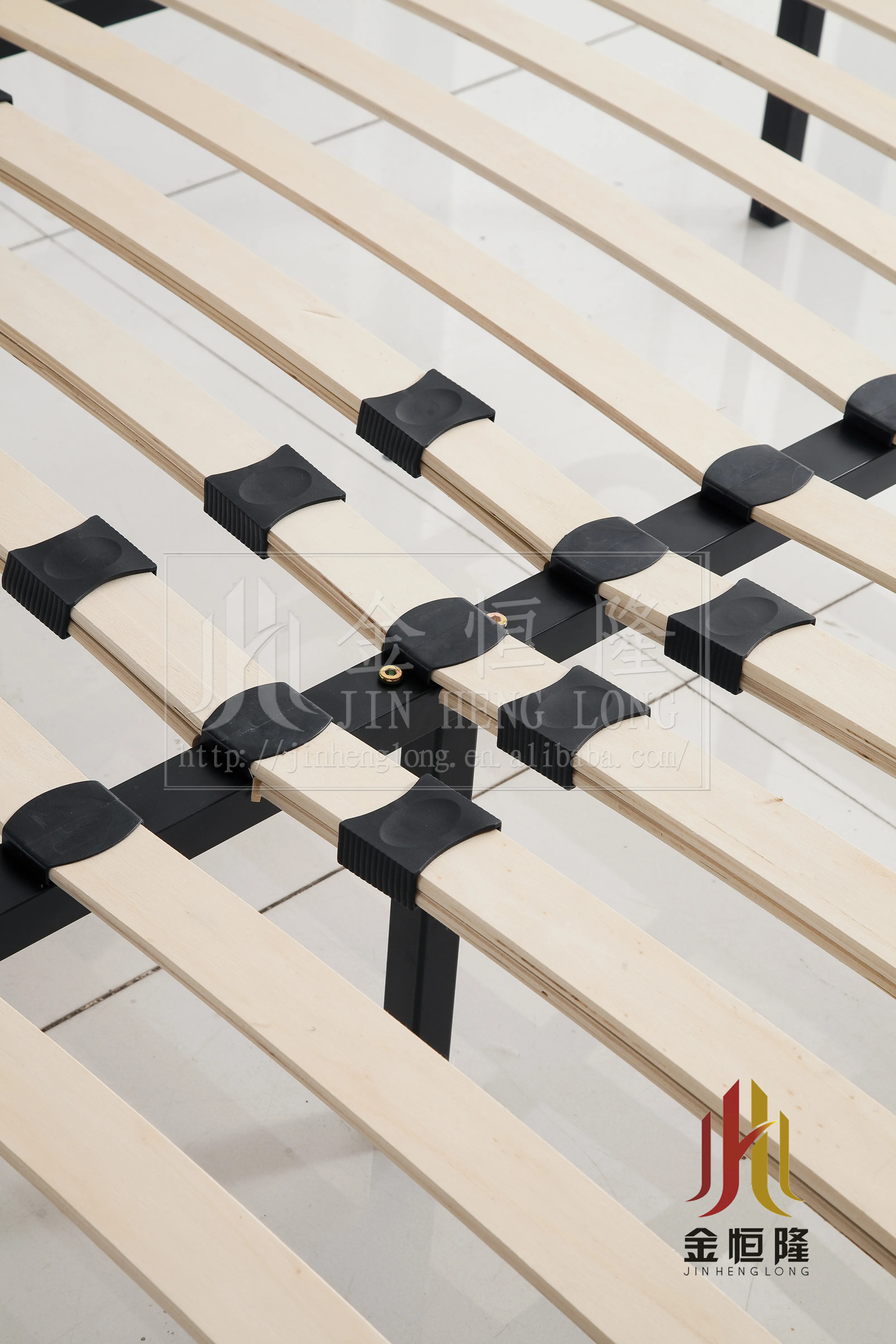 High Quality KD Slat Bed Frame Metal Wooden Bed Base