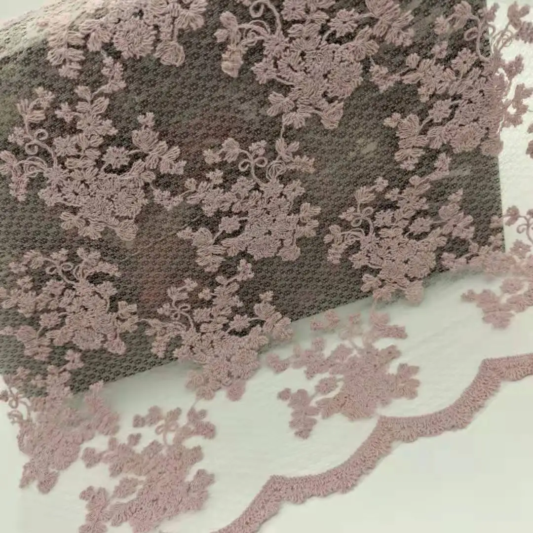 Cheap Wholesale Knieede Bridal Lace Fabric Dubai Voile Fabric Dress Wedding Clothes Flower Design Decorated