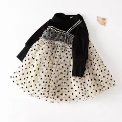 2022 Spring Children Dress Lovely Dots Kids Girls Princess Party Dress