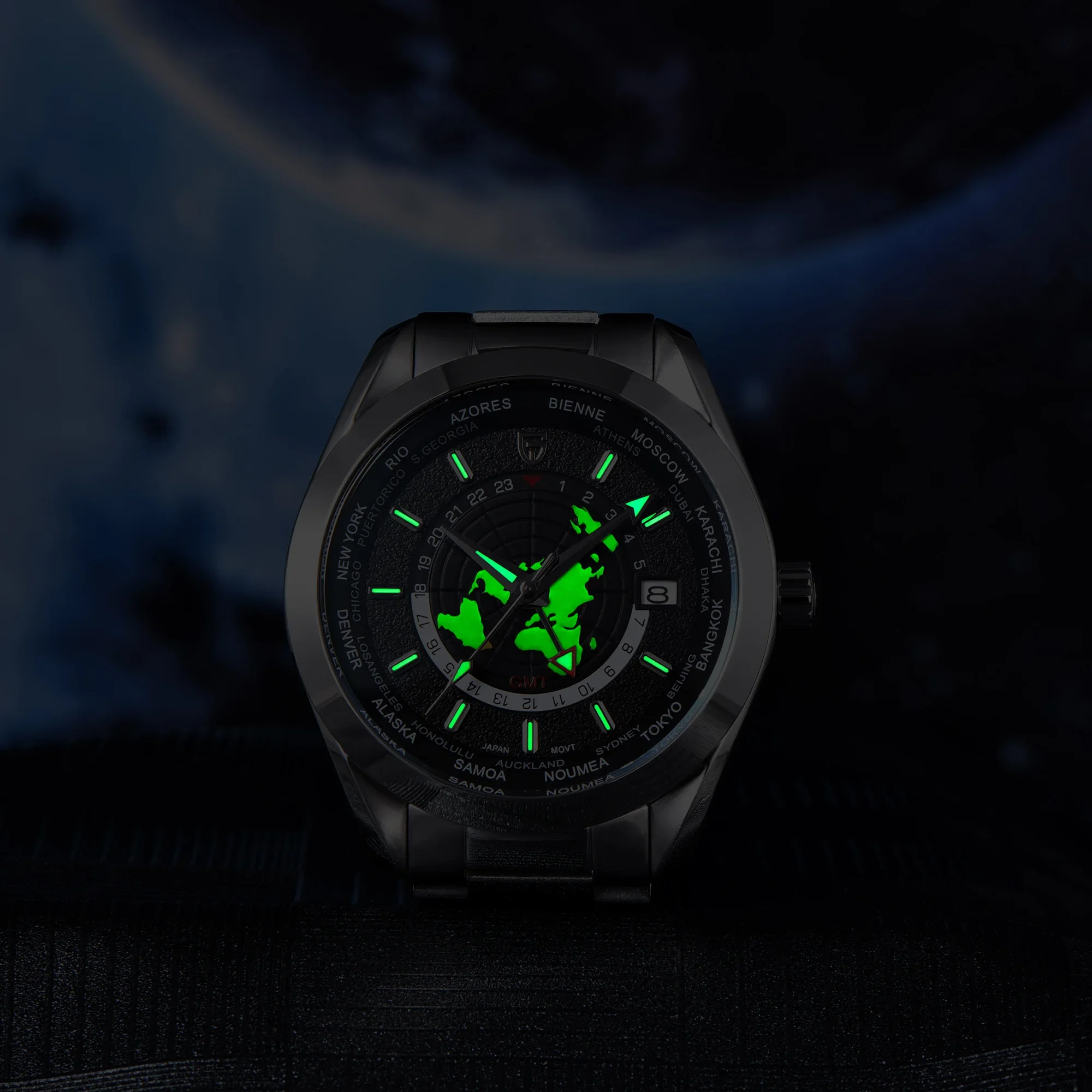 PAGANI DESIGN Men Watch 2024 New Stainless Steel NH34 Movt Mechanical Wristwatch Sapphire Mirror Multi-time zone Watches Reloj