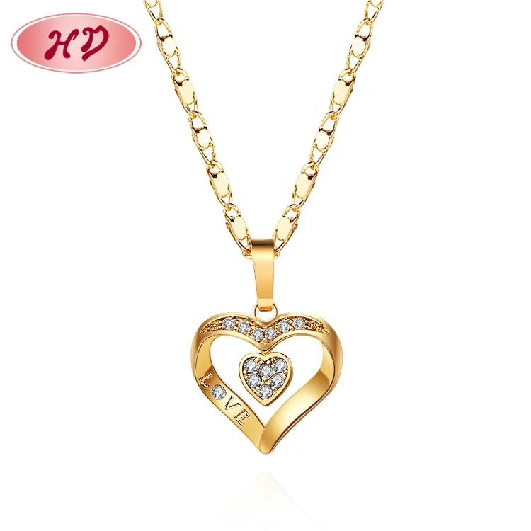 Custom Luxury Designer Heart-Shaped 18K Gold Plated Jewelry Bridal Huggies Earrings Zirconia Jewelry Set  For Women