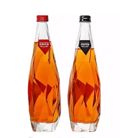 clear glass liquior bottle 350ml 500ml empty wine vodka whisky bottle with aluminium screw lid
