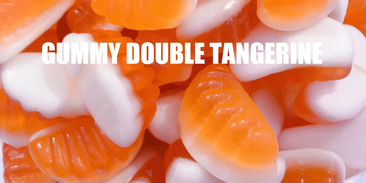 Wholesale delicious Sweet Soft Candy  Double Tangerine shaped Gummy Candy in Jar
