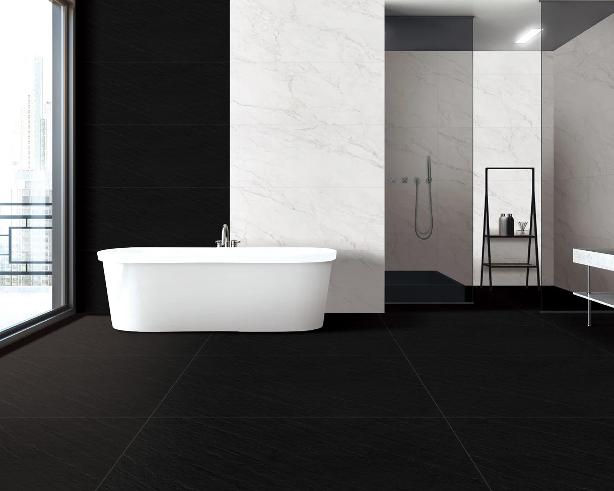 Pure black color ceramic floor tile 600x600