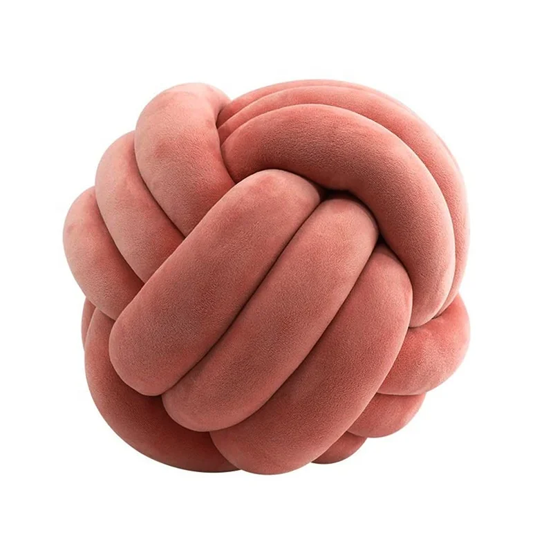 wholesale custom round home decor cushion sofa throw pillow luxury beauty velvet knot ball pillow