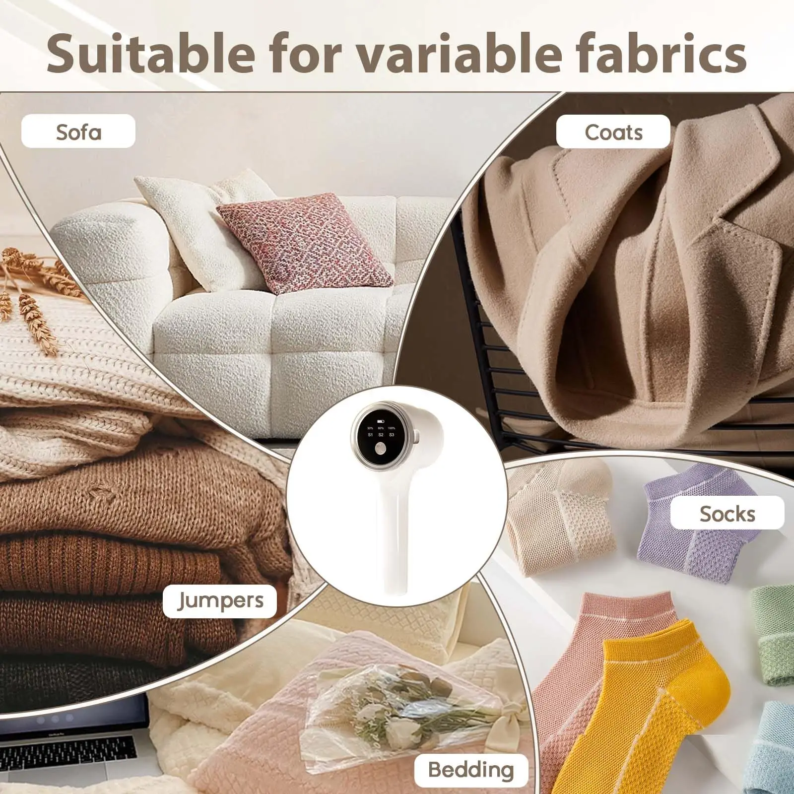 Portable USB Rechargeable Fabric Shaver Digital Display Reusable Lint Remover For Removing Fabric Pills