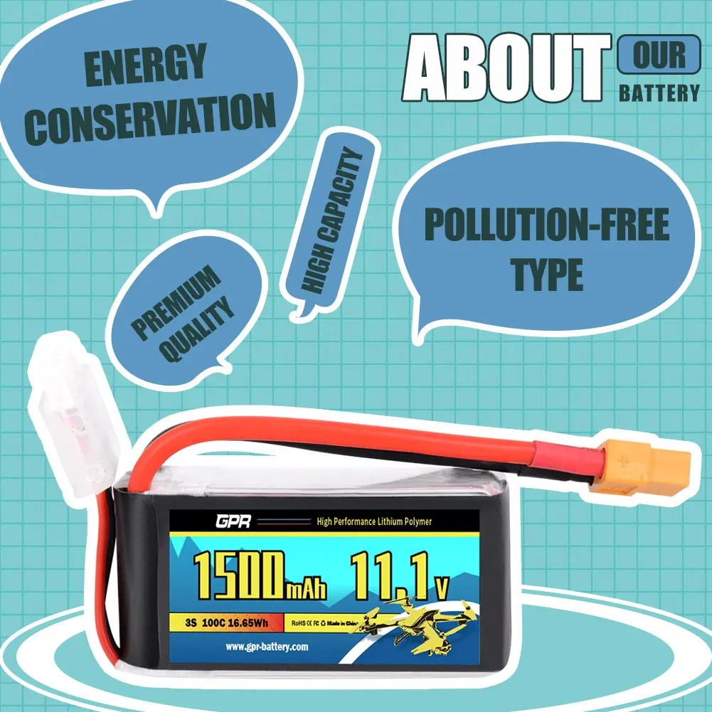 High Capacity Rechargeable Manufacturer RC Lipo Battery 3S 11.1V 1500mah lithium ion batteries battery for FPV drone aircraft