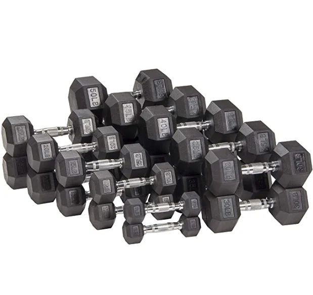 Hex Shaped Strength Training Equipment Dumbbell Hex Combo Gym 20 lb Rubber Hex Dumbbell
