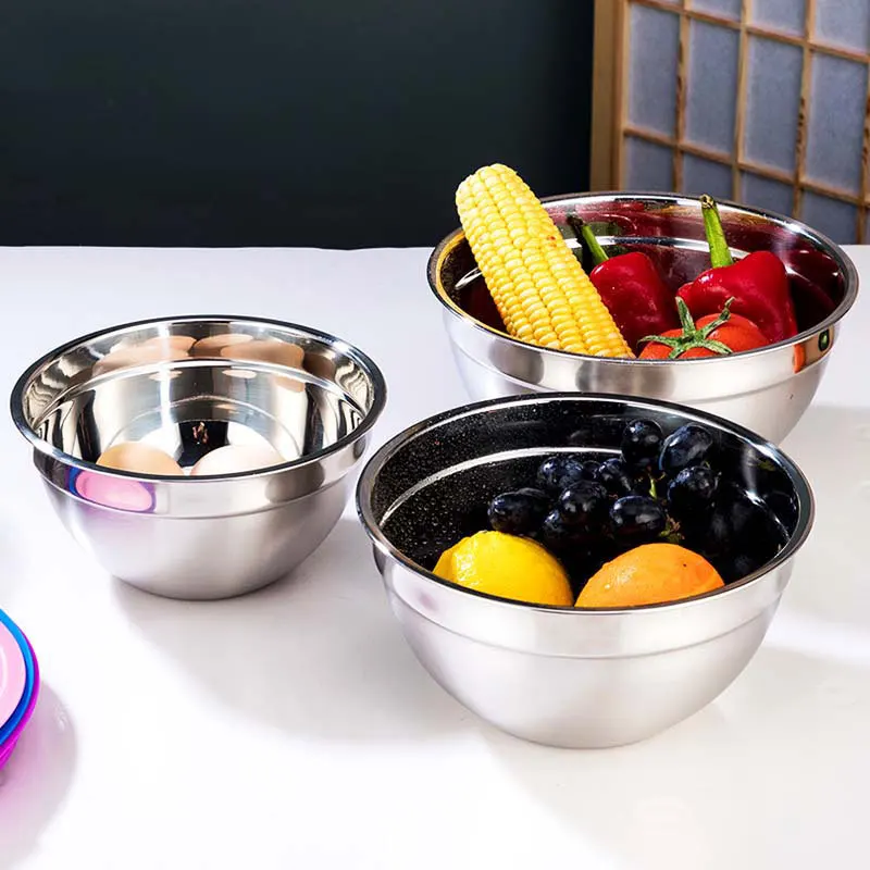 High quality wholesale Multi-specification 201 household  bowl salad Mixing Stainless Steel Bowls with cover
