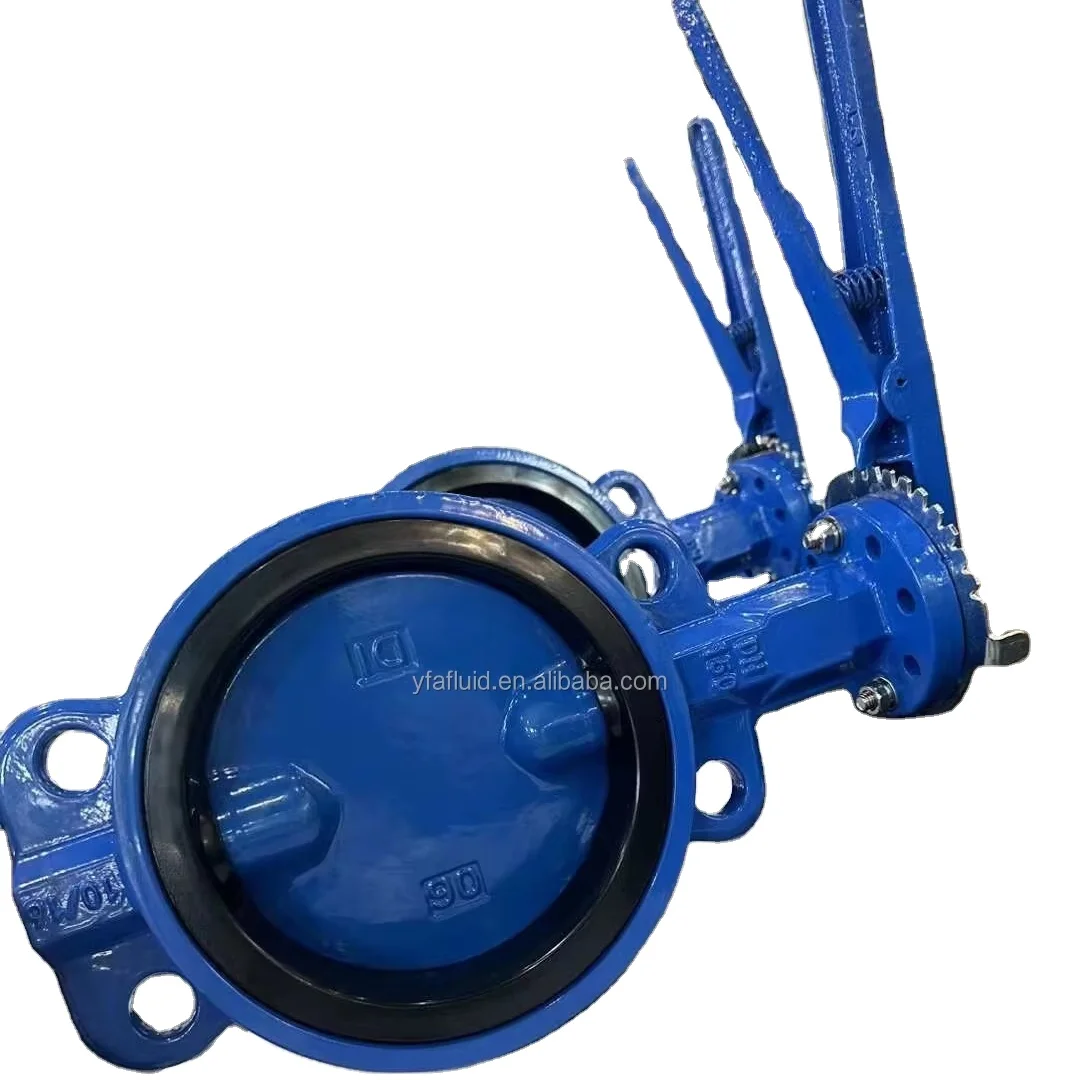 YFA ANSI High Temperature PN16 DN60/100/500 worm gear Wafer Type PTFE Centre Sealing Butterfly Valve for oil gas