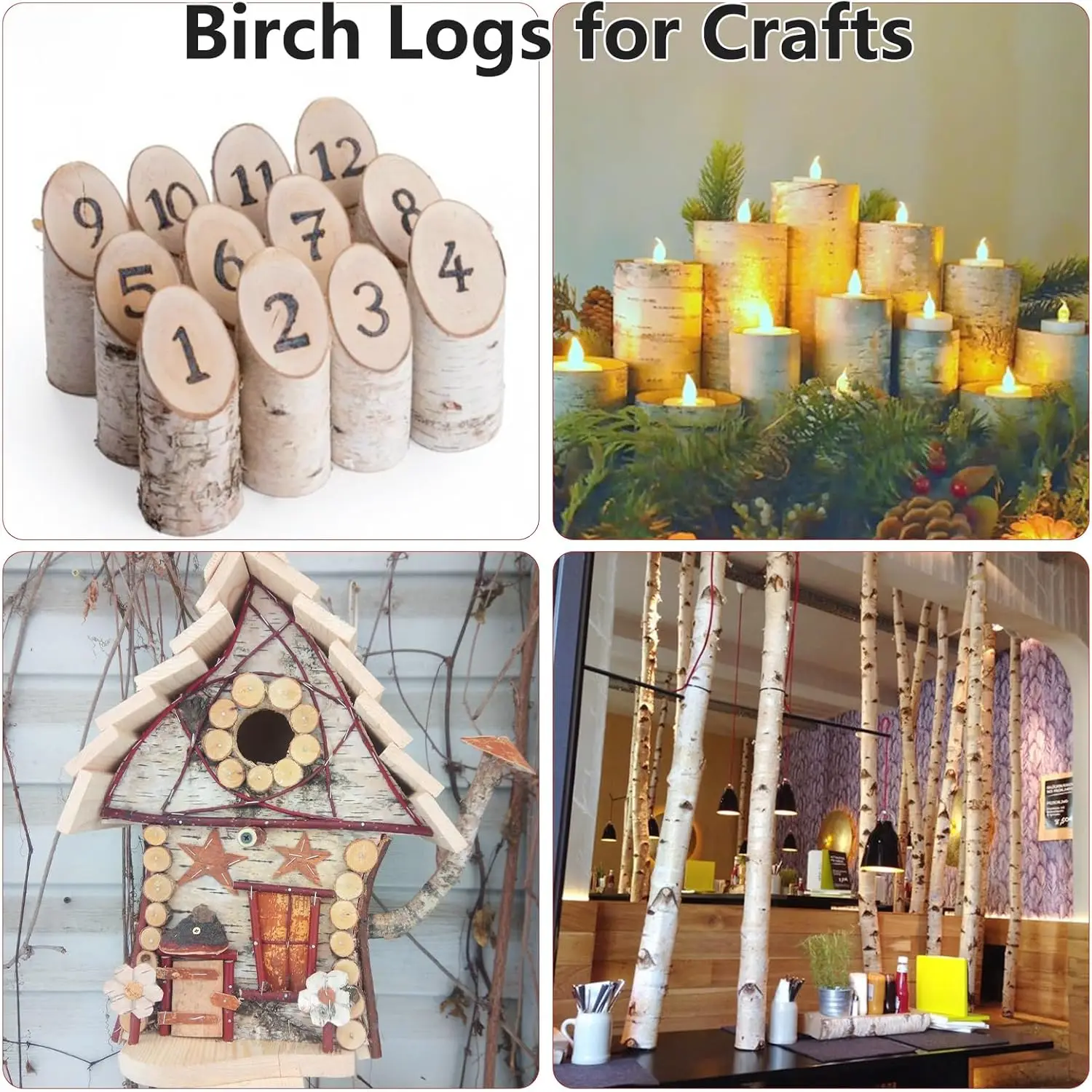 Wholesale Decorative Natural Birch Log Crafts,DIY,White Birch Logs for Fireplace Decor Firewood