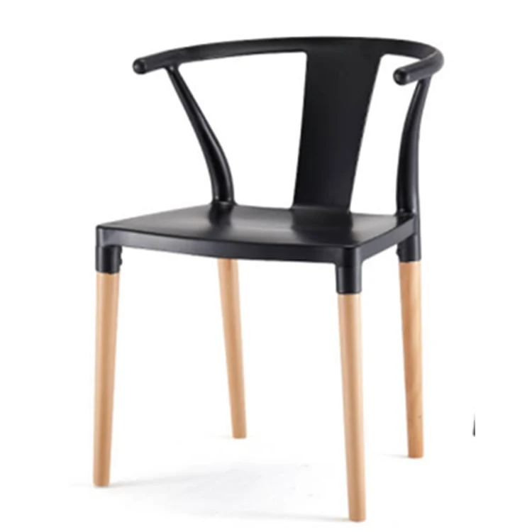 China factory plastic Polypropylene single seat Cheap Beech Wood Legs chair stacking packing outdoor chair