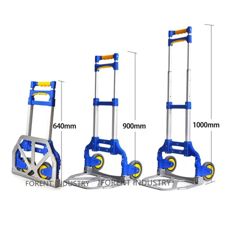 Compact platform aluminum lightweight portable foldable 2 silent wheels dolly folding shopping luggage hand trolley cart truck