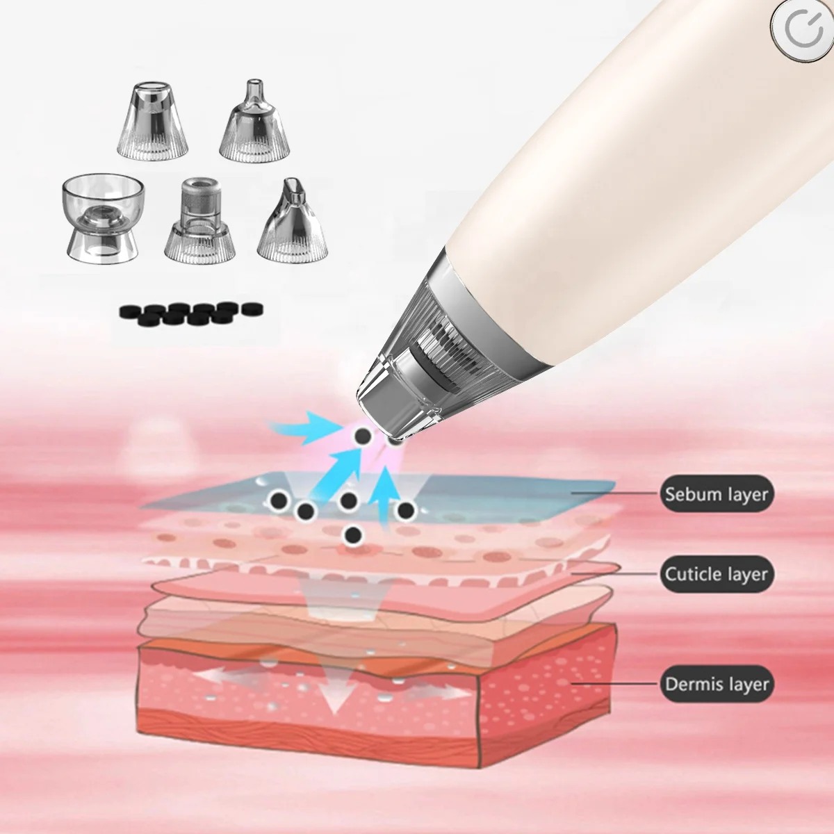 Home Use 5 in 1 Facial Skin Care Massager Blackhead Removal Heating Cold Multifunction Anti Aging Rf Device Beauty Equipment