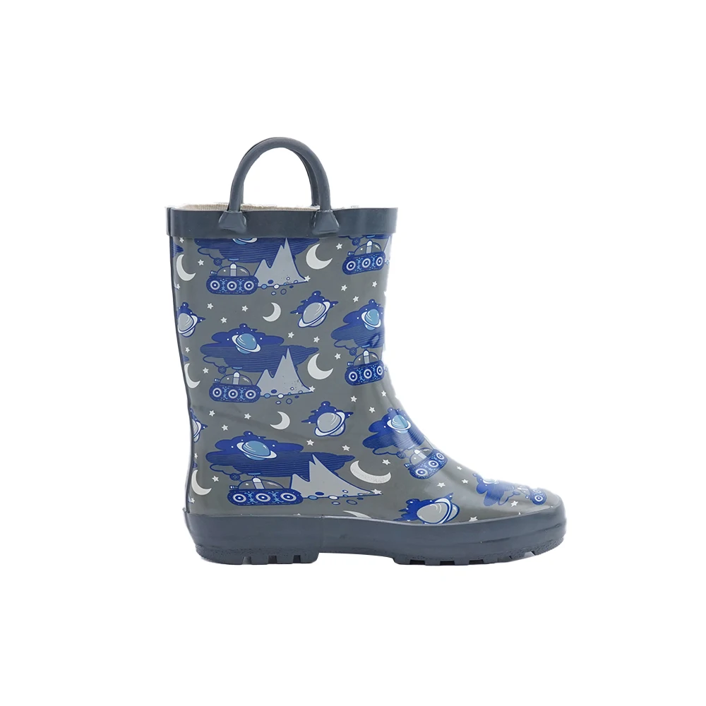 OEM customized Easy-on Handles Fun Patterns Colors Boy Cool Rubber Cowboy Rain Boots Manufacturers