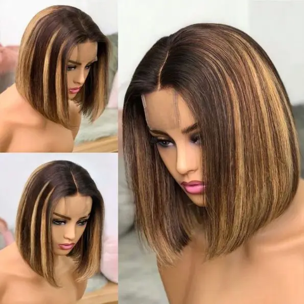 Brazilian unprocessed Virgin Bob Straight Long Human Hair Lace Wigs with Baby Hair Pre Plucked hair line