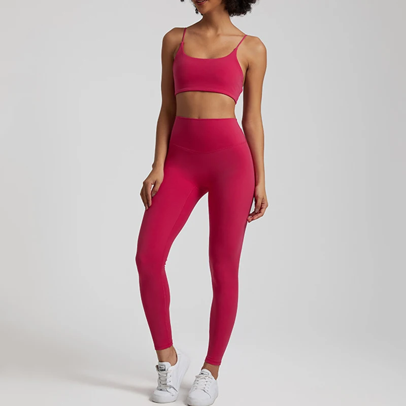 2024 Ins New Custom Logo Cross Strap Sexy Butter Yoga Set Scrunch Butt Leggings And Bra Set Yoga Activewear Gym Fitness Sets