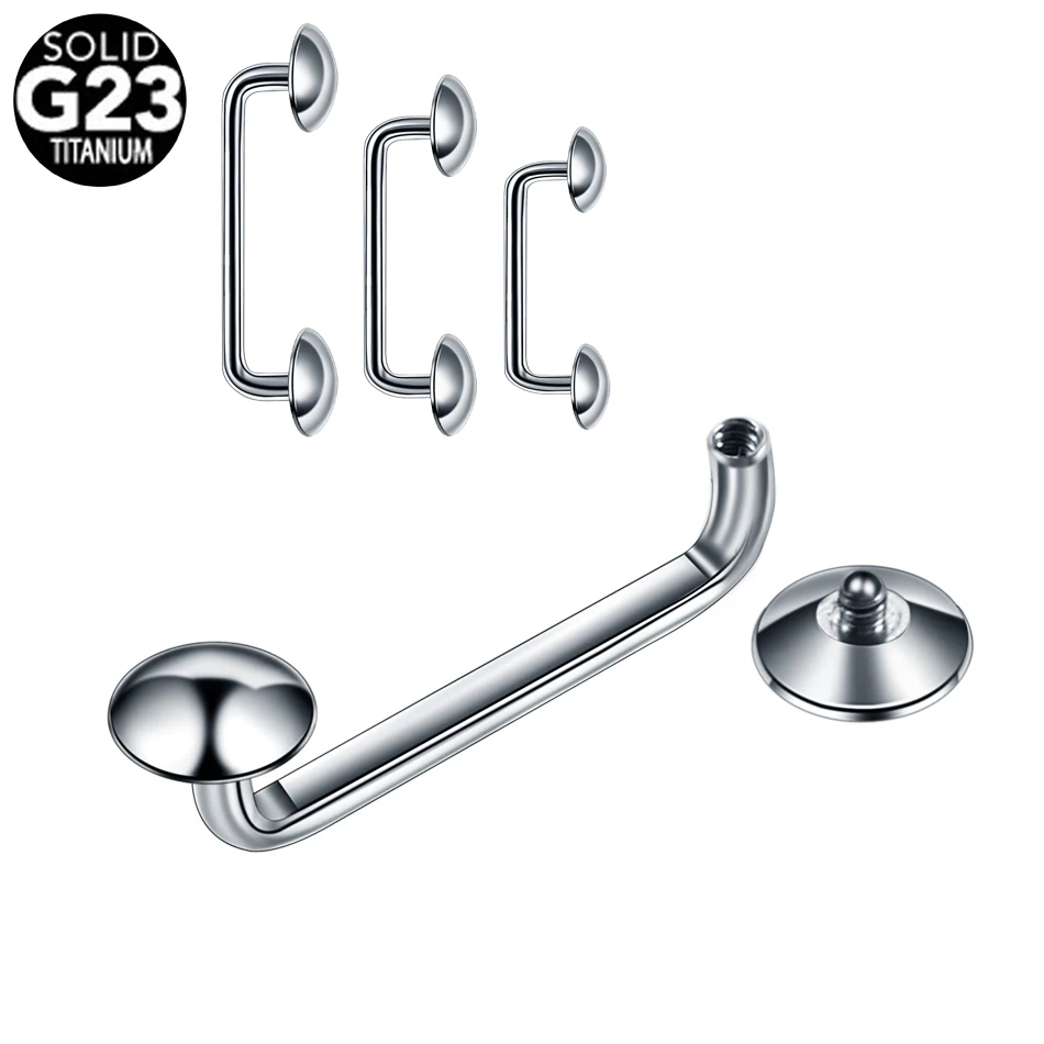 10pcs G23 Titanium Surface Bar Piercing Externally Threaded Top Barbell Dermal Anchor Piercing Snake Eye Tongue Body Jewelry 14G