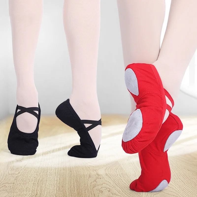 Cheapest Fleshpink Stretch ballet dance shoes split sole ballerina Slippers Gymnastic flat dancing shoes for girls