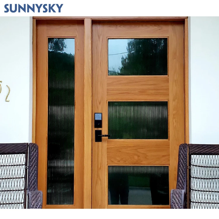 Sunnysky Wholesale Supplier Factory Modern White Double Wooden Door Bedroom Room Interior Door Panel Wooden Door
