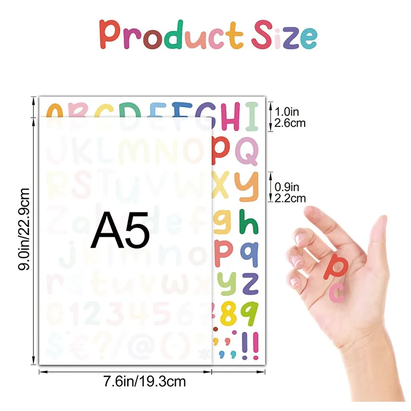 Adhesive Letters Small Cartoon ABC Stickers for Kids Vinyl Alphabet Number Sticker Set for DIY Craft Scrapbooking Embellishment