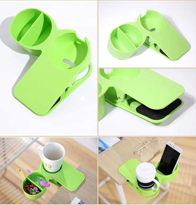 New Type Drinking Cup Holder Clip Water Table Cup Holder Clip with Extra Storage Tray