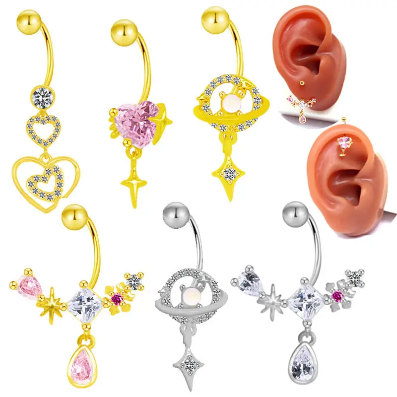 Getta new 316L surgical steel earrings waterdrop dangle stainless steel cartilage earrings gold piercing jewelry