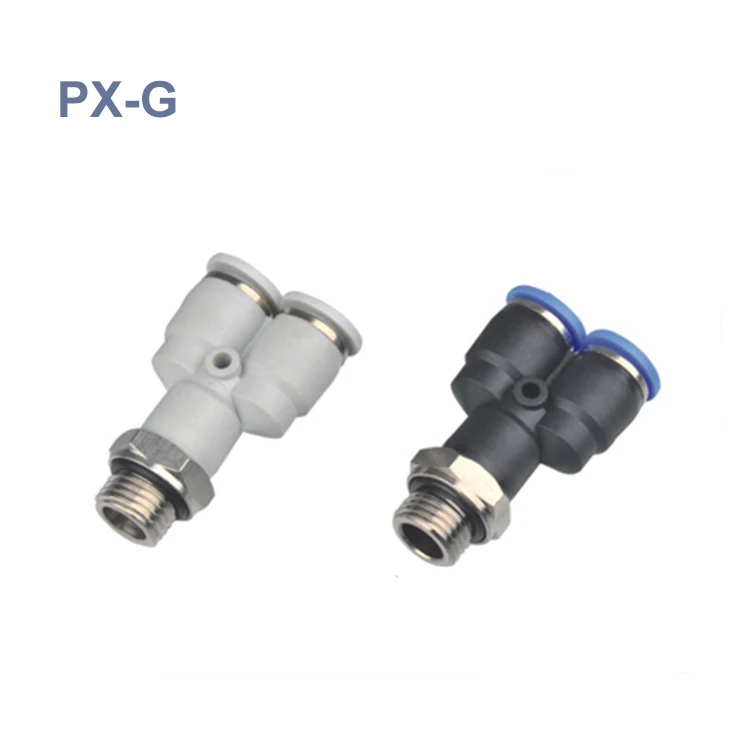 Plastic Spliter Y Type Px Male Threaded Tee One Touch 3 Way Quick Thread Hose Connector Air Tube Fitting Pneumatic