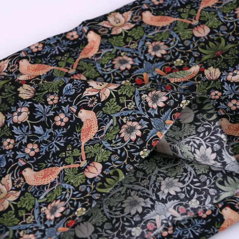 Strawberry Thief Digital Print Custom Cotton Fabric Printed Liberty london fabric