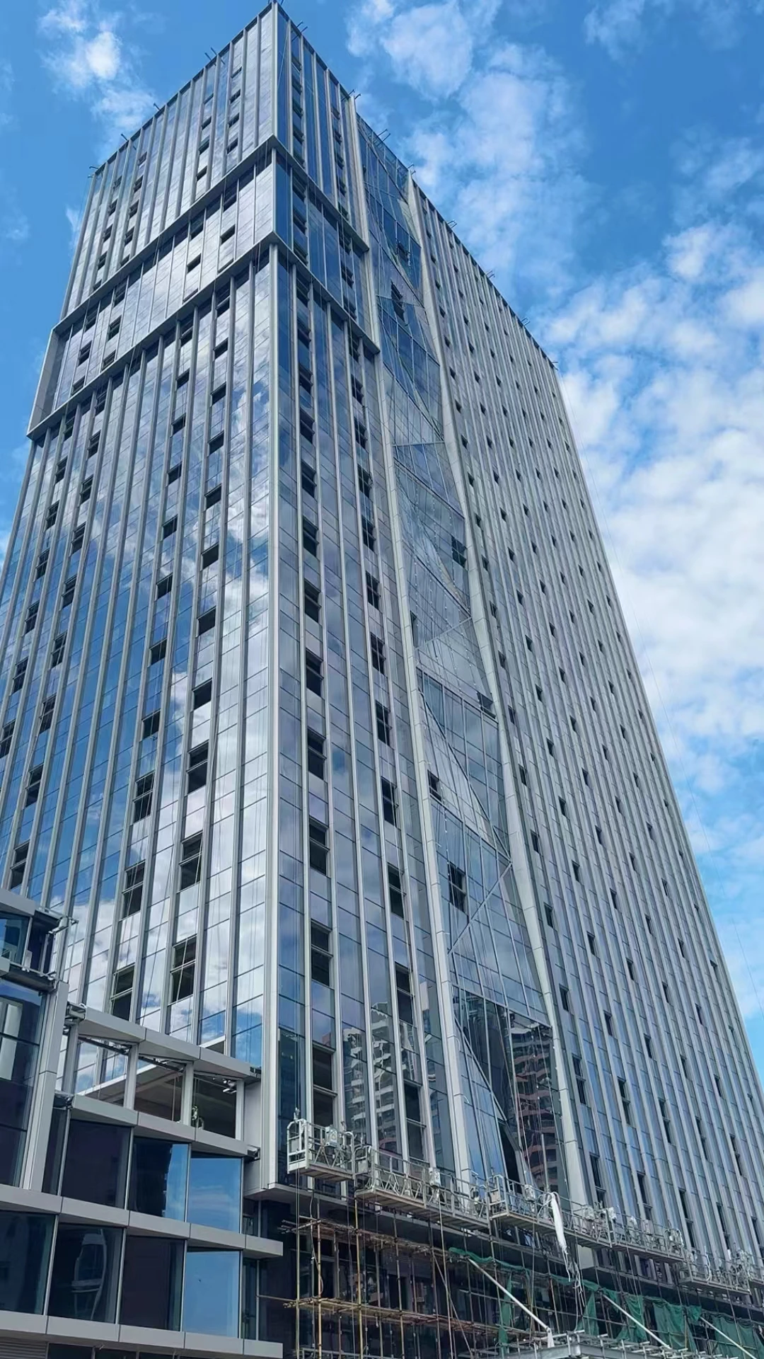Skyscraper building glass window walls panels laminate facade curtain wall