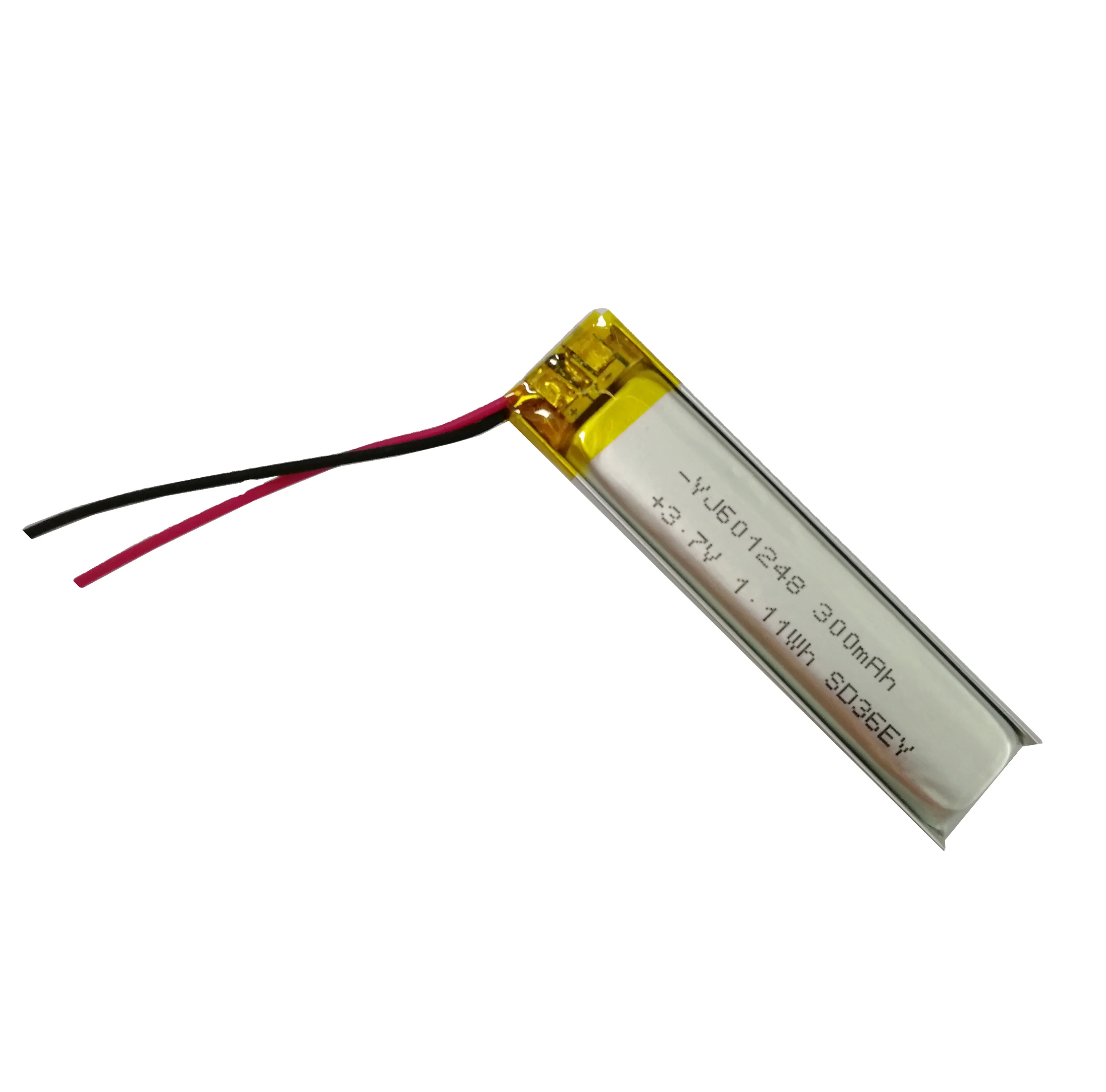 KC certificate Approved YJ601248 300mAh 3.7v lithium polymer battery 300mAh 3.7v lithium ion battery for wireless earphone case
