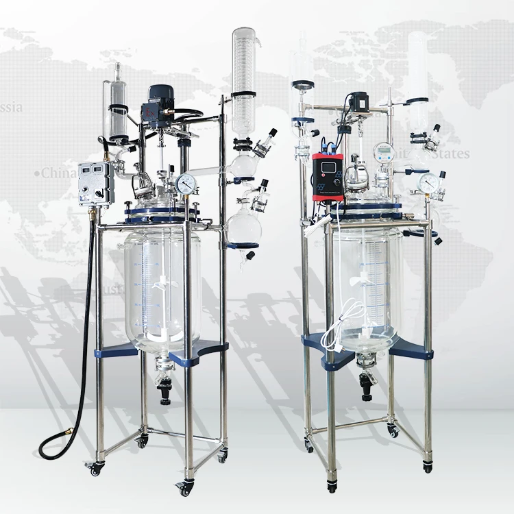 YUHUA laboratory cylinder  customize ultrasonic jacketed glass reactor chemic photocatalytic