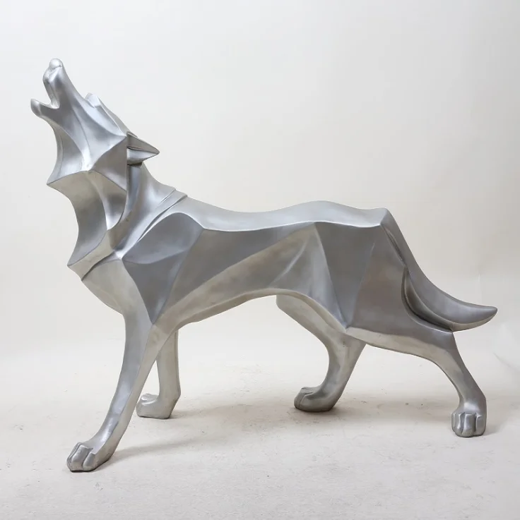 Handicraft Furnishing Modern Nordic Style Wolf Figurine Ornaments Resin Wolf Crafts for home