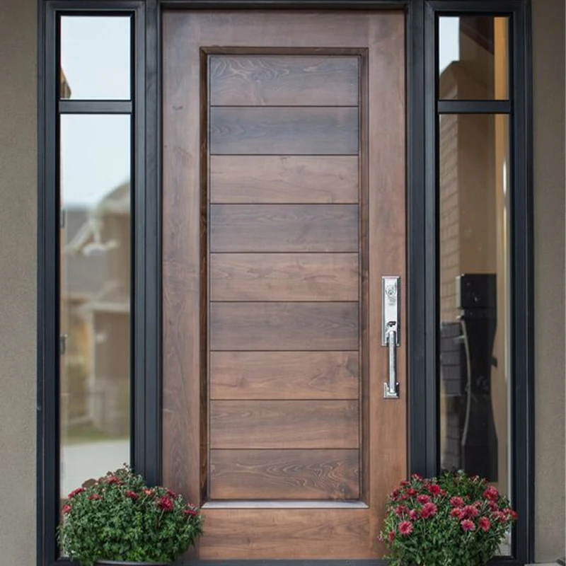 American style customized design teak solid wood main entrance exterior entry front doors designs