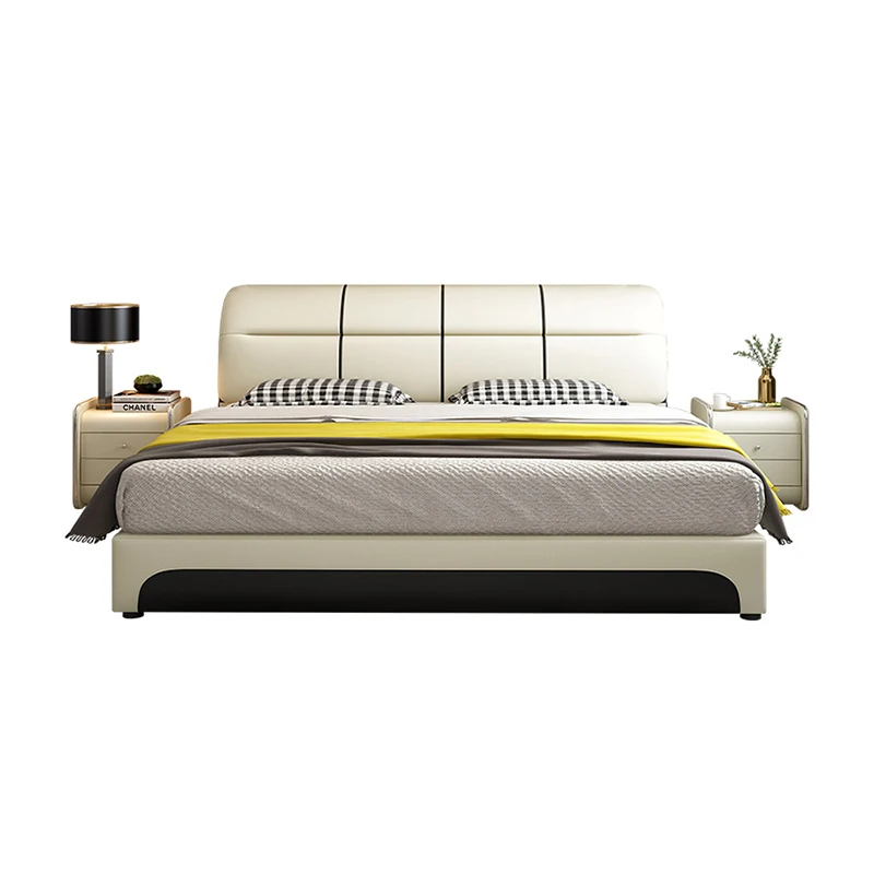 Modern bedroom furniture 1.8 m bed pine frame bed leather king size bed sets