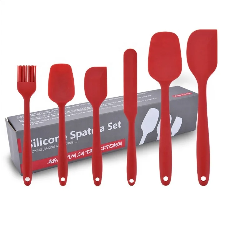 
6pcs baking tools silicone scraper brush spatula set baking sets cake knife spoon for kitchen 