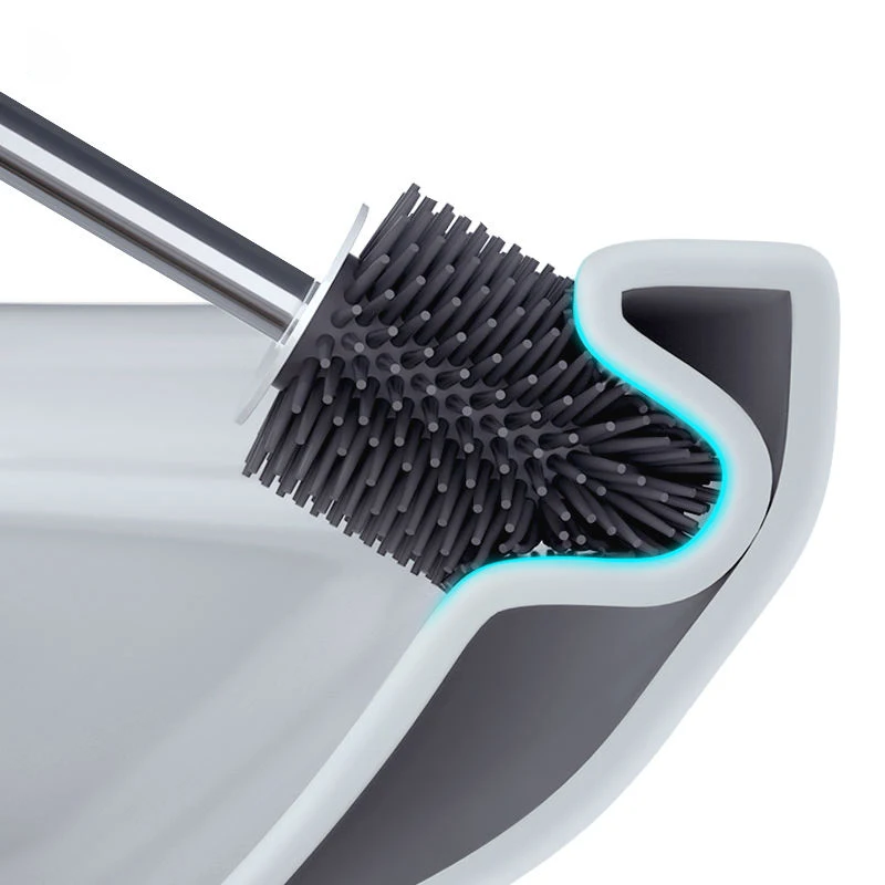 Jesun Manufacturer Wholesale Silicone Toilet Brush Set with Tweezers Heavy Duty Silicon Toilet Brush With Holder For Bathroom