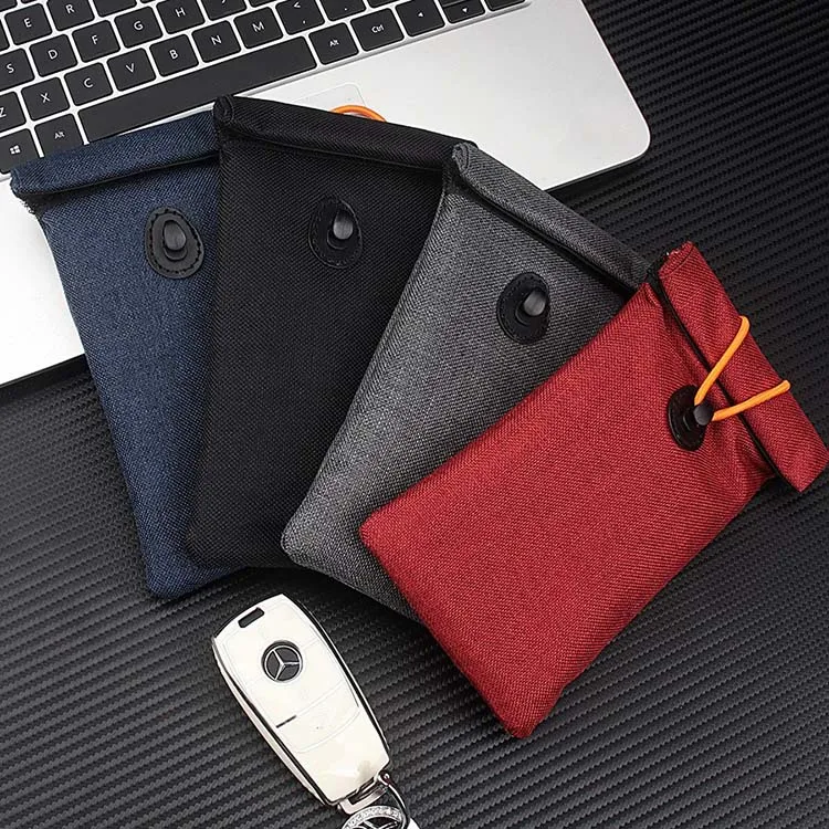 Foldable Car Key Bag Signal Physical Shielding Carbon Fiber Rfid Faraday Bag Anti-Theft Cell Phone Protective Faraday Pouch