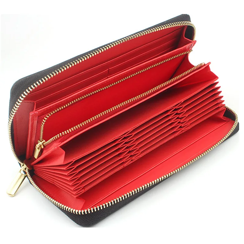 2112  Ladies Travel Purse Zip Around Clutch Wallets Wristlet Blocking PU Leather Women Long Wallet